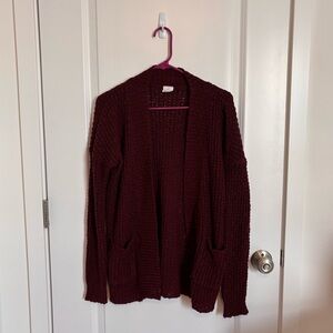 Pac Sun Essentials Full Tilt Maroon Chunky Cardigan